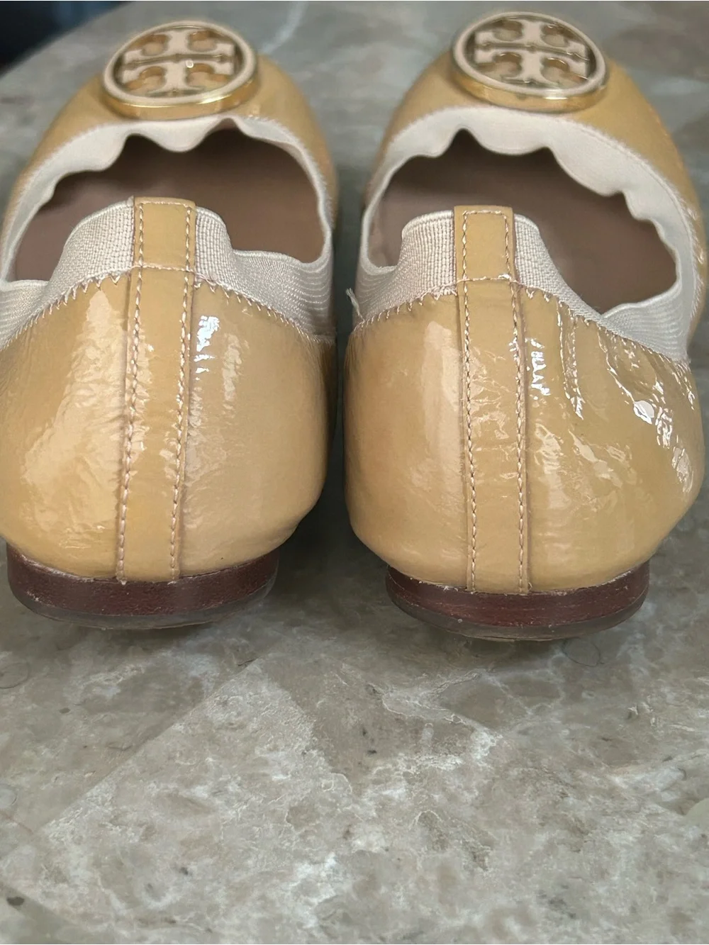 Tory Burch Patent Leather Ballet Flats with Logo Emblem